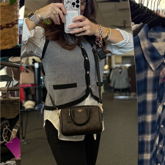 NWT Coach Signature Brown and Black Satchel Crossbody Bag - Picture 3 of 4